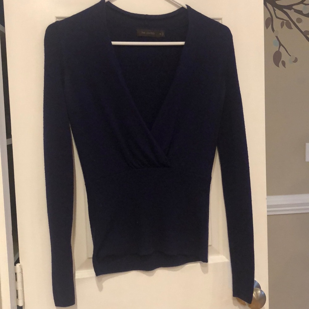 XS Purple Sweater with Faux Wrap from The Limited
